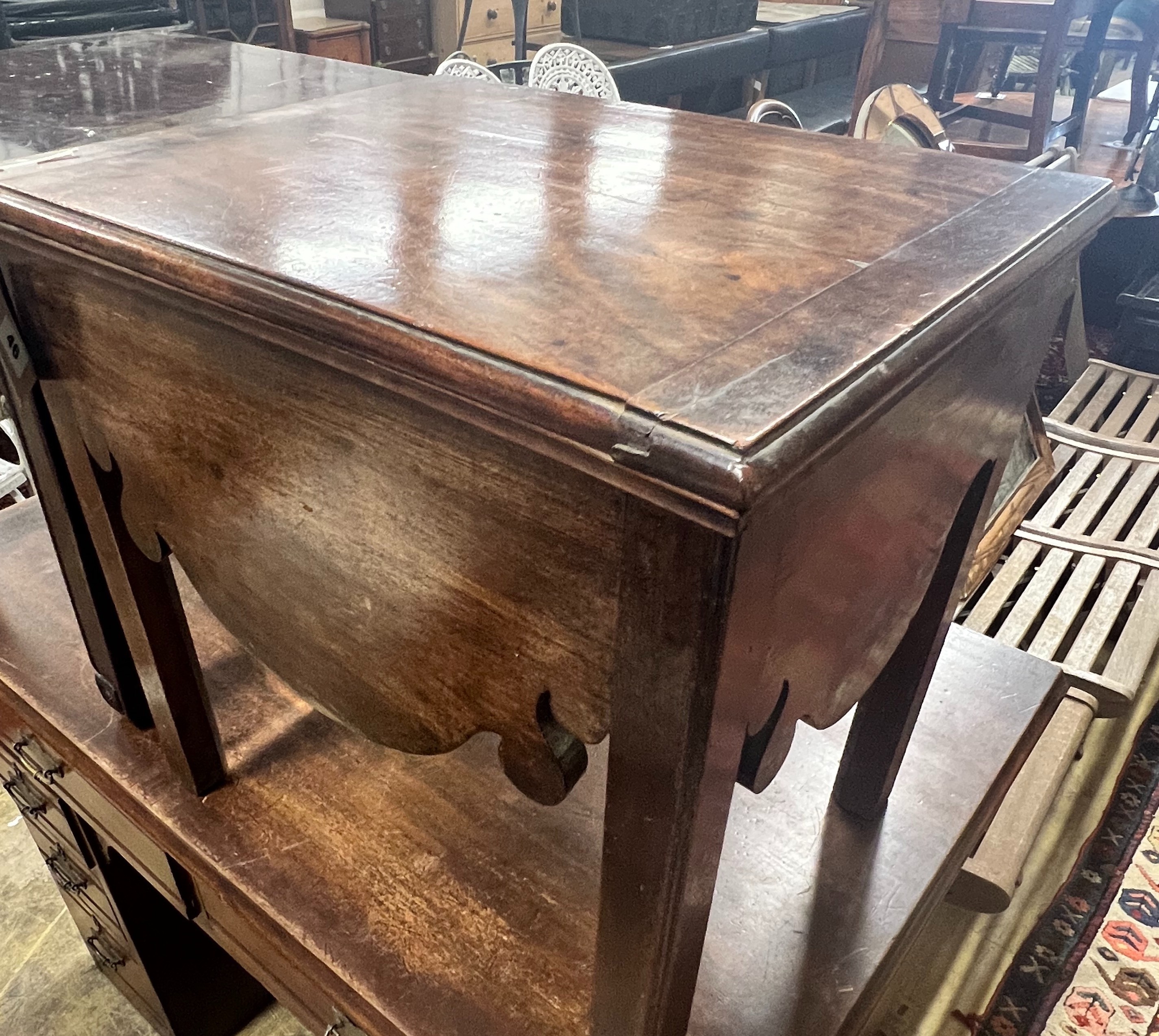 A George III mahogany commode, altered, width 50cm depth 39cm height 48cm